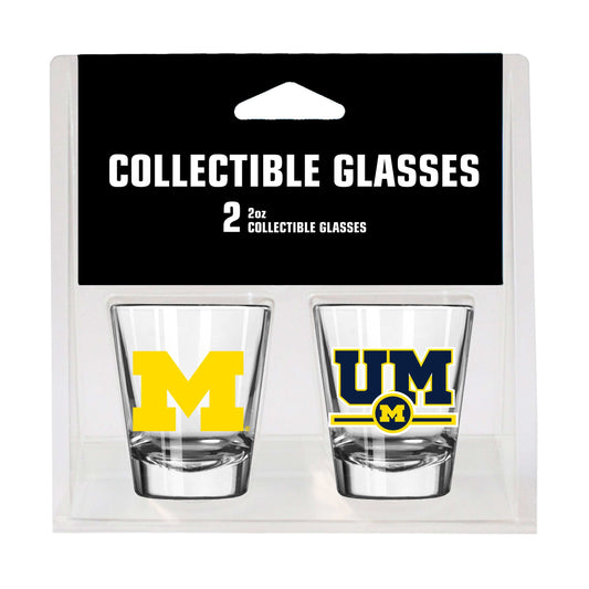 Michigan Campus Colors 2oz Letterman Shot Glass 2 Pack - Logo Brands - Flyclothing LLC
