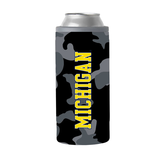 Michigan Black Camo 12oz Slim Can Coolie - Logo Brands - Flyclothing LLC
