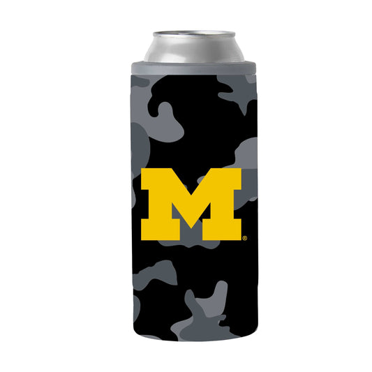 Michigan Black Camo 12oz Slim Can Coolie - Logo Brands - Flyclothing LLC