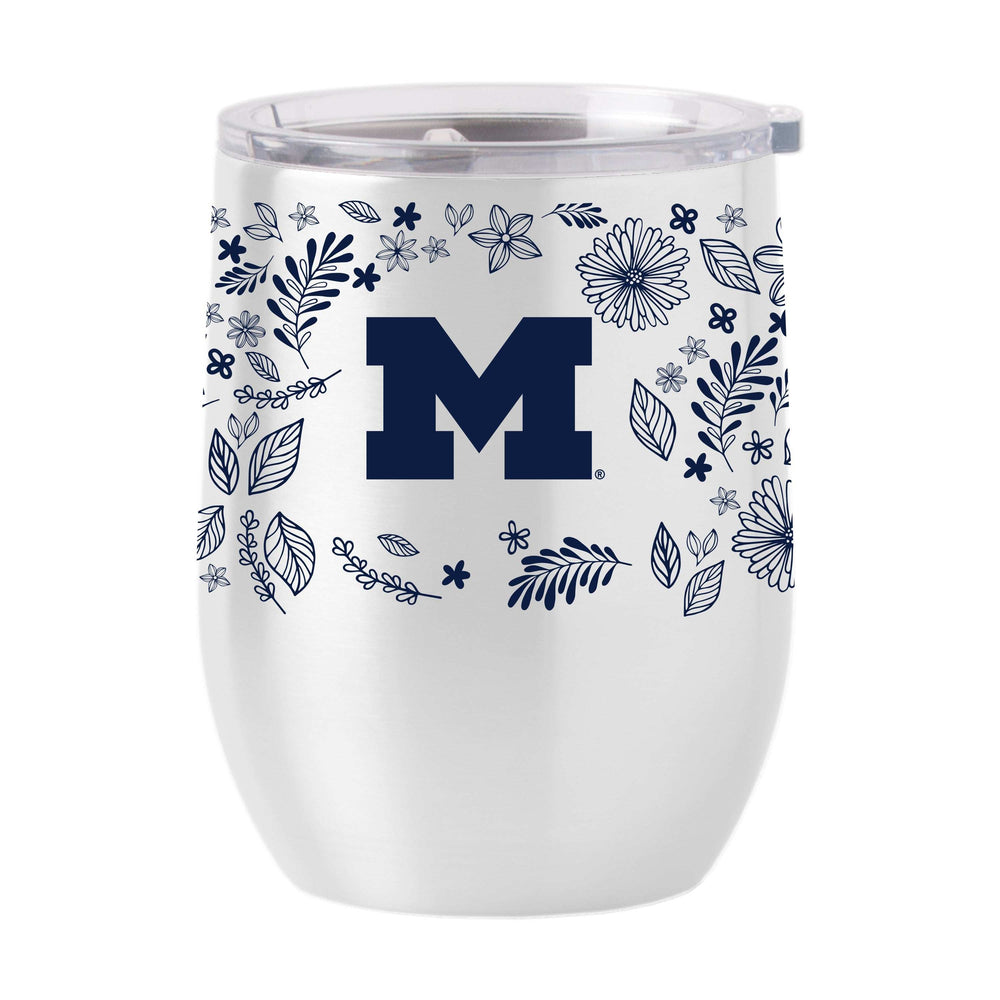 Michigan 16oz Botanical Stainless Curved Beverage - Logo Brands - Flyclothing LLC
