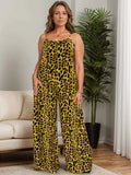 Full Size Leopard Scoop Neck Wide Leg Jumpsuit - Trendsi - Flyclothing LLC