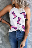 Sequin Boots Print Round Neck Tank - Trendsi - Flyclothing LLC