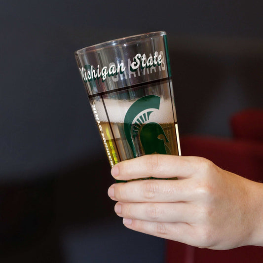 Michigan State 16oz Quilted Stained Pint Glass - Logo Brands - Flyclothing LLC