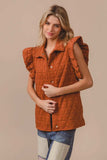 BiBi Quilting Knit Ruffle Sleeve Vest - Trendsi - Flyclothing LLC