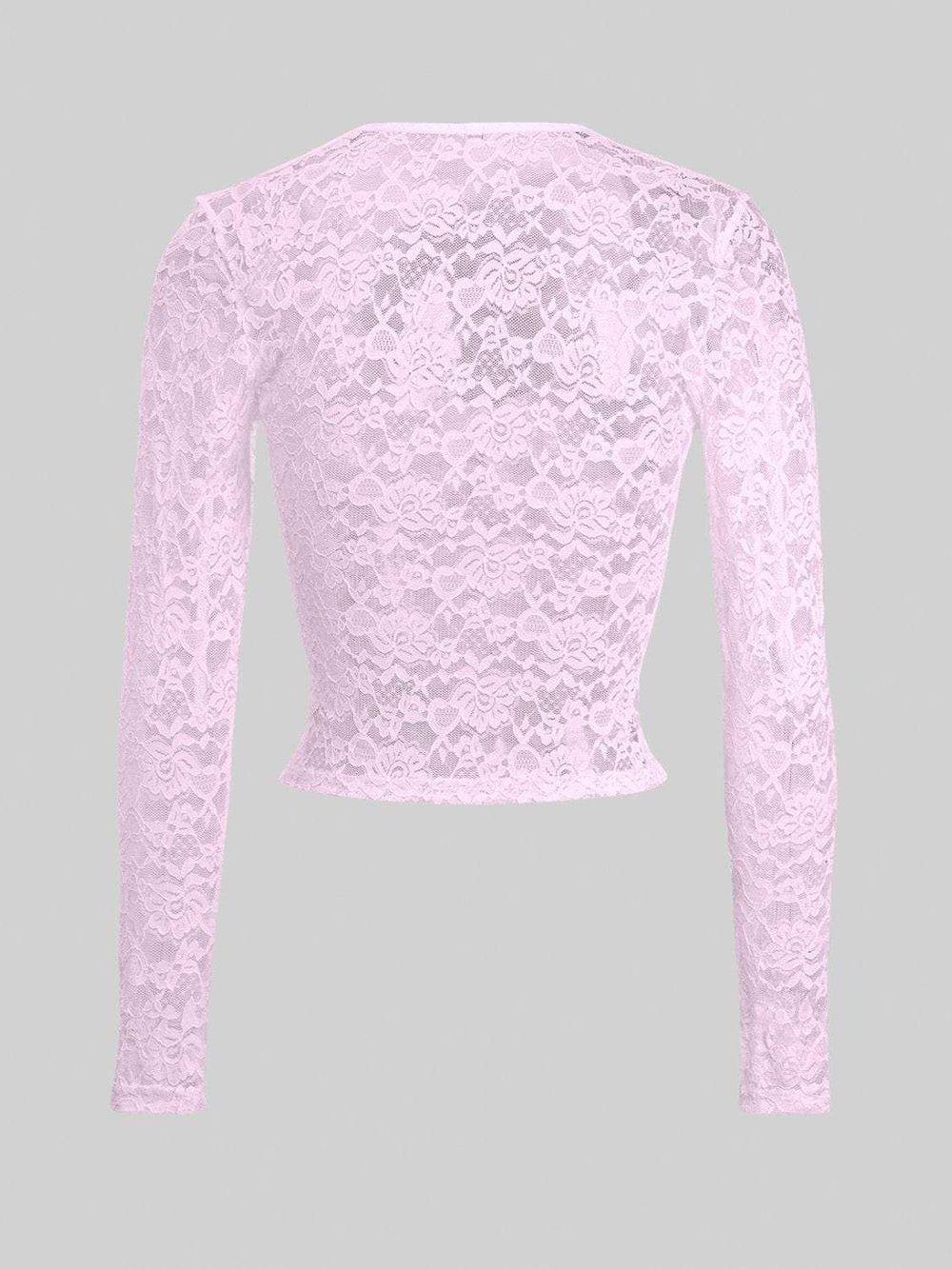 Devine Scoop Neck Long Sleeve Lace Top - Trendsi - Flyclothing LLC