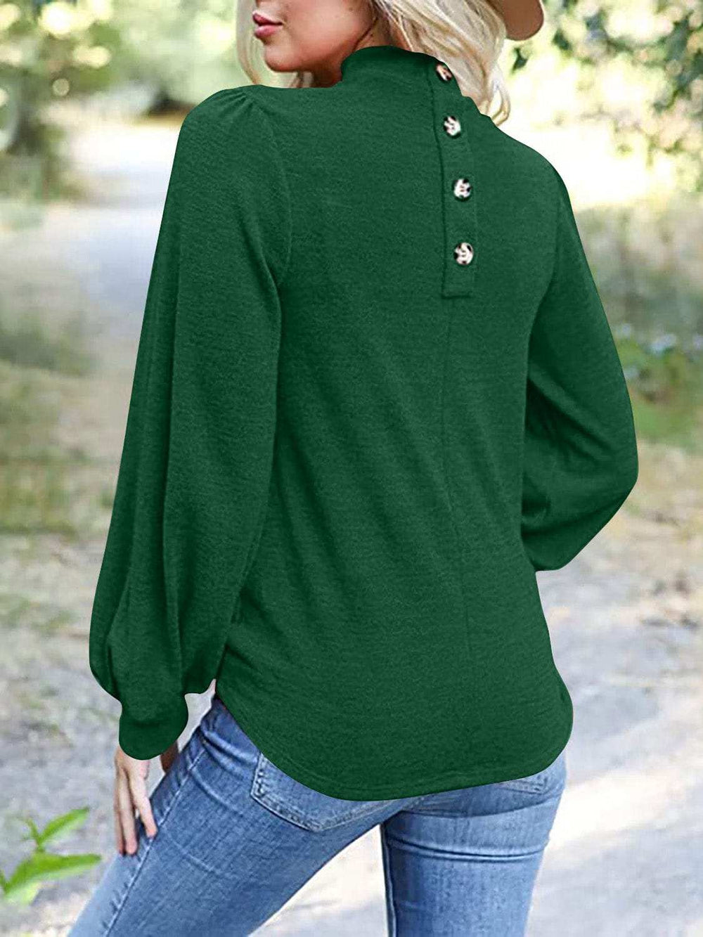 Full Size Mock Neck Long Sleeve T-Shirt - Trendsi - Flyclothing LLC