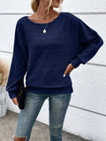 Full Size Round Neck Long Sleeve Top - Trendsi - Flyclothing LLC