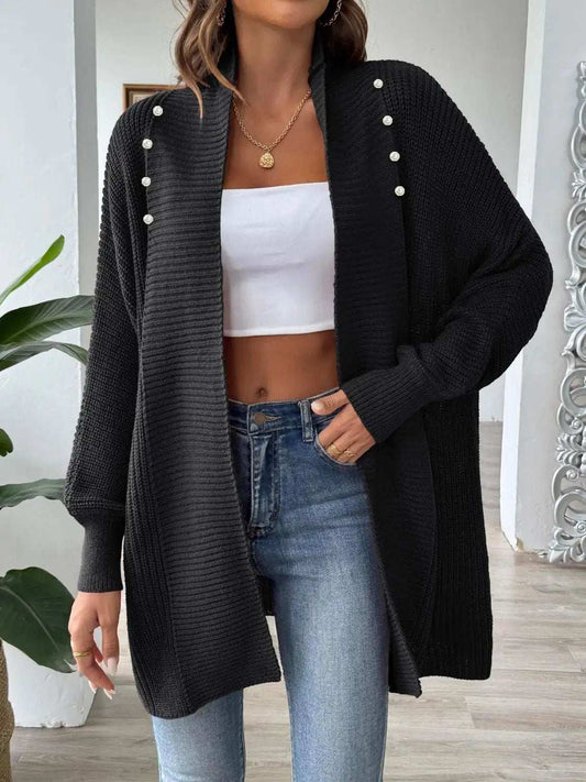 Open Front Long Sleeve Cardigan - Trendsi - Flyclothing LLC
