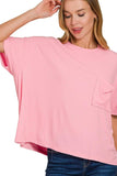 Zenana Oversized Ribbed Round Neck Short Sleeve Tee - Trendsi - Flyclothing LLC