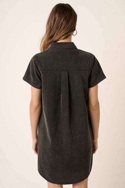 Mittoshop Button Detail Collared Neck Short Sleeve Shirt Dress - Trendsi - Flyclothing LLC