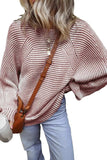 Textured Striped Round Neck Long Sleeve Top - Trendsi - Flyclothing LLC