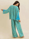 Open Front Printed Top and Pants Set - Trendsi - Flyclothing LLC