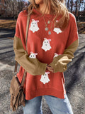 Halloween Glitter Ghost Patched Pattern Color Block Sweatshirt - Trendsi - Flyclothing LLC