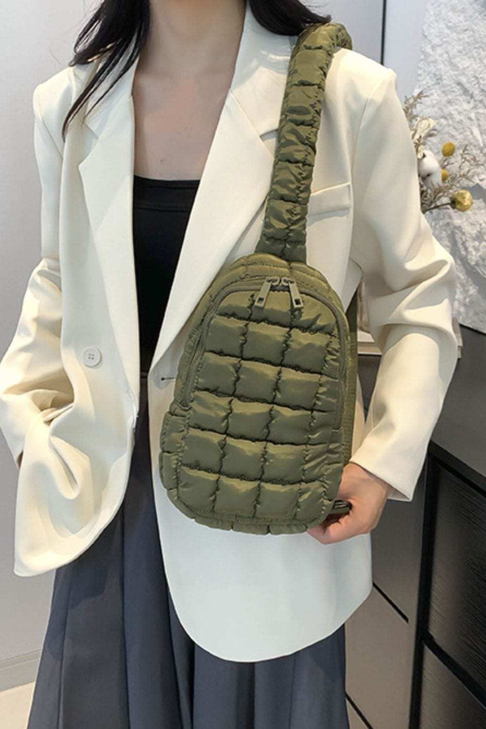 Quilted Nylon Crossbody Bag - Trendsi - Flyclothing LLC