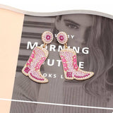 Rhinestone Cowboy Boot Dangle Earrings - Trendsi - Flyclothing LLC