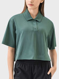 Half Button Short Sleeve Active T-Shirt - Trendsi - Flyclothing LLC