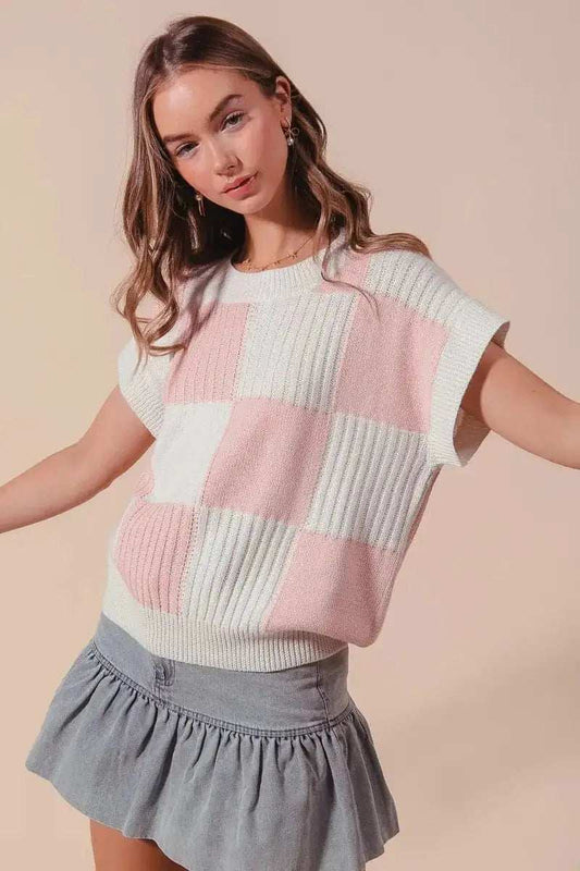 SO ME Check Plaid Casual Sweater Top - Trendsi - Flyclothing LLC