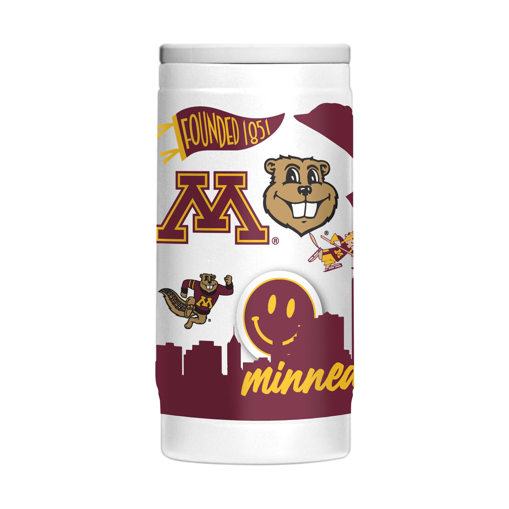 Minnesota 12oz Native Powdercoat SlimCan Coolie - Logo Brands - Flyclothing LLC