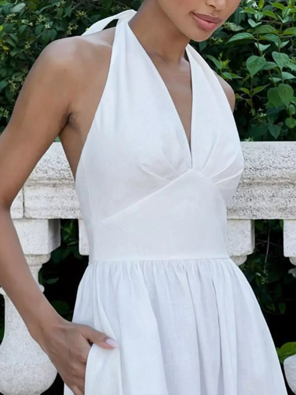 Halter Neck Flowy Maxi Dress - Trendsi - Flyclothing LLC