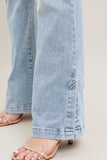 Judy Blue Full Size Tummy Control Vintage Wash Side Slit Slim Boot Jeans Plus Size - Trendsi - Flyclothing LLC