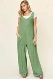 Double Take Full Size Texture Sleeveless Wide Leg Jumpsuit - Trendsi - Flyclothing LLC