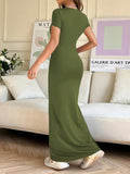 Short Sleeve Maxi Tee Dress - Trendsi - Flyclothing LLC