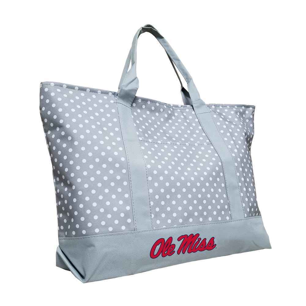 University of Mississippi Gray Dot Tote f/ Primary Wdmk - Logo Brands - Flyclothing LLC