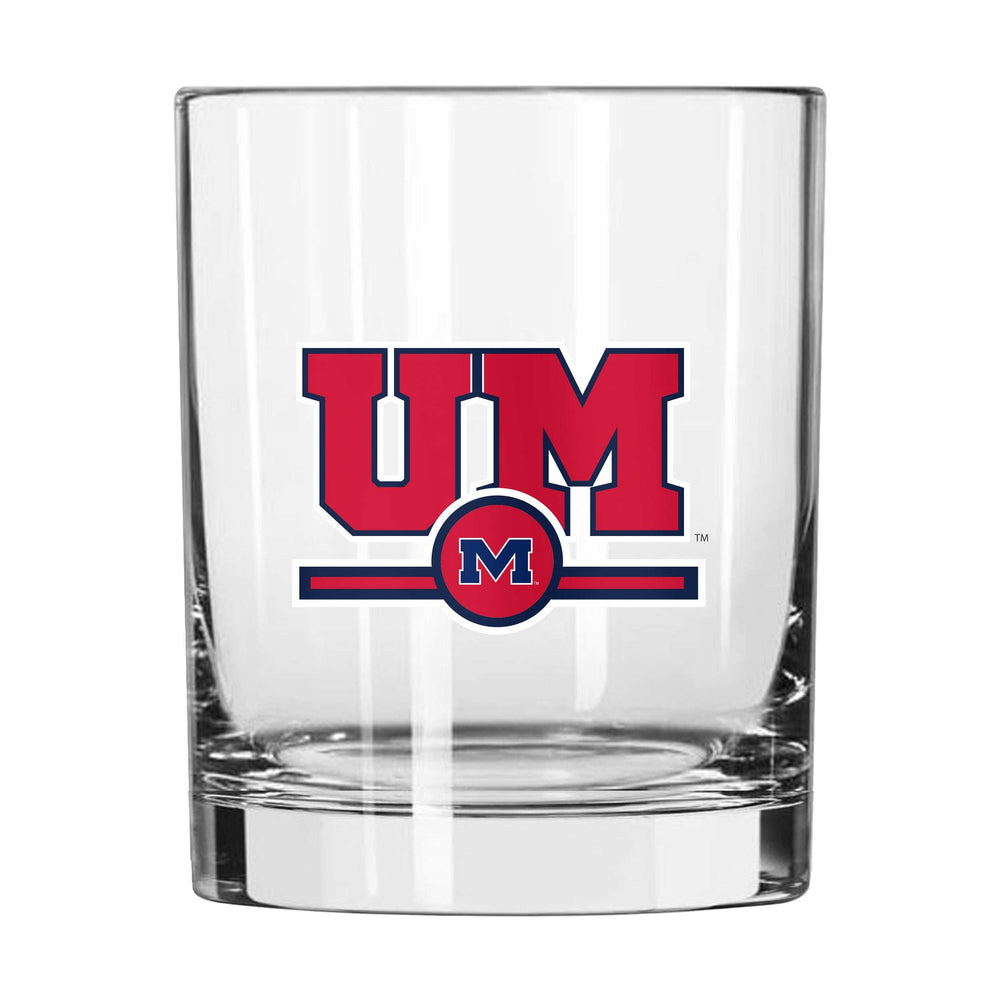 Ole Miss 14oz Letterman Rocks Glass - Logo Brands - Flyclothing LLC