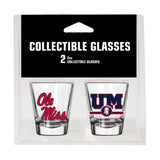 Ole Miss Campus Colors 2oz Letterman Shot Glass 2 Pack - Logo Brands - Flyclothing LLC