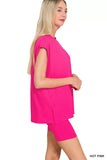 Zenana Brushed Dty Microfiber Top & Biker Shorts - Trendsi - Flyclothing LLC