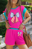 Bow Round Neck Top and Shorts Set - Trendsi - Flyclothing LLC