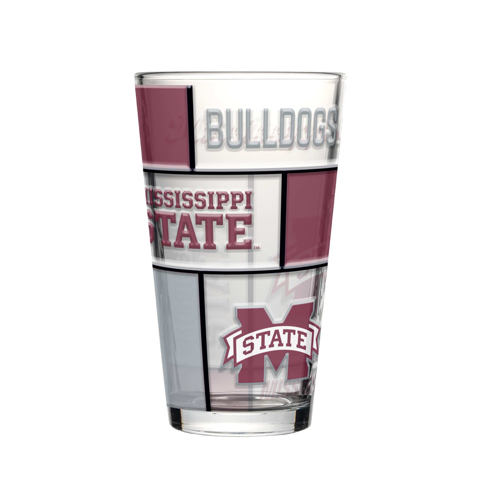 Mississippi State 16oz Quilted Stained Pint Glass - Logo Brands - Flyclothing LLC