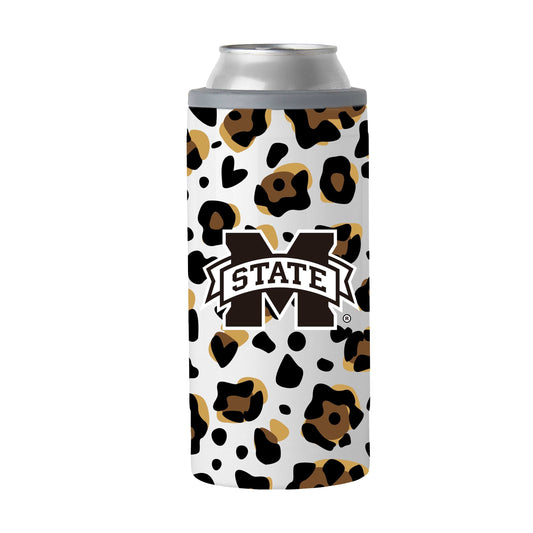 Mississippi State 12oz Neutral Leopard Slim Can Coolie - Logo Brands - Flyclothing LLC