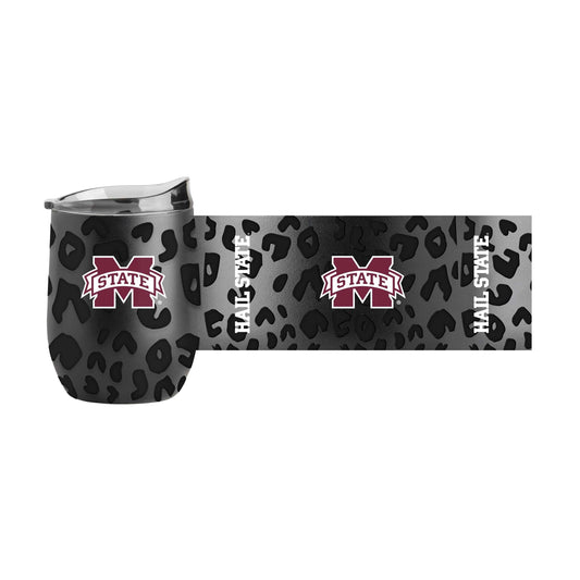Mississippi State Leopard 16oz Black Powdercoat Curved Beverage - Logo Brands - Flyclothing LLC