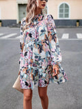 Printed Long Sleeve Mini Dress - Trendsi - Flyclothing LLC