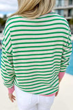 Striped Round Neck Long Sleeve Sweatshirt - Trendsi - Flyclothing LLC