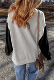 Contrast Round Neck Long Sleeve Sweatshirt - Trendsi - Flyclothing LLC