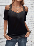 Full Size Lace Detail Short Sleeve T-Shirt - Trendsi - Flyclothing LLC
