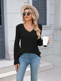 Lace Detail V-Neck Long Sleeve T-Shirt - Trendsi - Flyclothing LLC