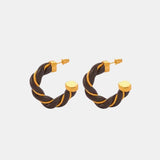 Twisted Leather Rope C-Hoop Earrings - Trendsi - Flyclothing LLC