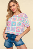 Haptics Flower Print Round Neck Short Sleeve T-Shirt - Trendsi - Flyclothing LLC