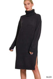 Zenana Turtle Neck Long Sleeve Midi Sweater Dress - Trendsi - Flyclothing LLC