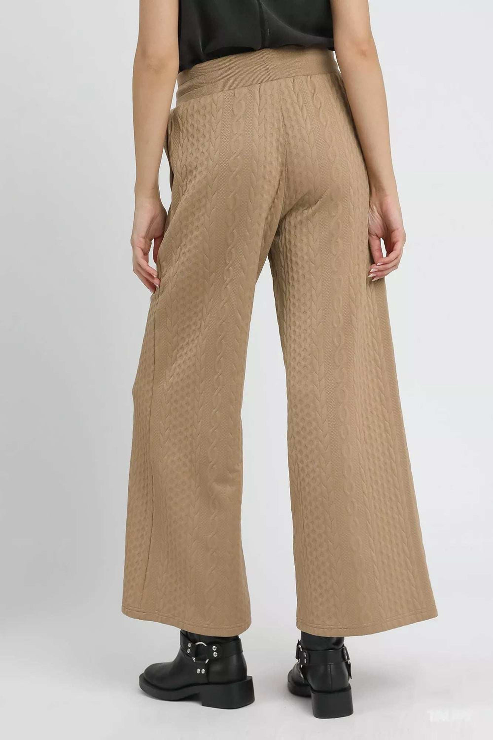 Umgee Cable Knit Textured Wide Leg Pants - Trendsi - Flyclothing LLC