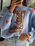 Boot Pattern Round Neck Dropped Shoulder Sweater - Trendsi - Flyclothing LLC