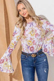 And The Why Floral Printed Bell Sleeve Casual Top - Trendsi - Flyclothing LLC