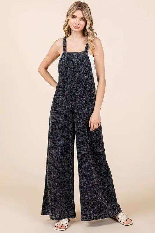 Mittoshop Textured Wide Leg Overalls - Trendsi - Flyclothing LLC
