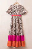 Full Size Leopard V-Neck Half Sleeve Maxi Dress - Trendsi - Flyclothing LLC