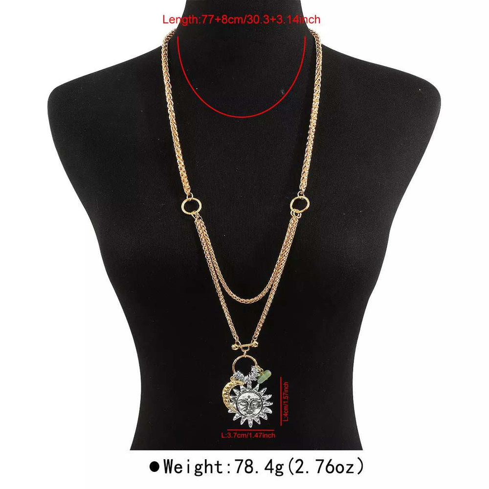 Moon & Sun Pendant Necklace - Trendsi - Flyclothing LLC