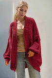 Double Take Full Size Open Front Long Sleeve Cardigan - Trendsi - Flyclothing LLC
