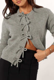 Bow Round Neck Long Sleeve Cardigan - Trendsi - Flyclothing LLC